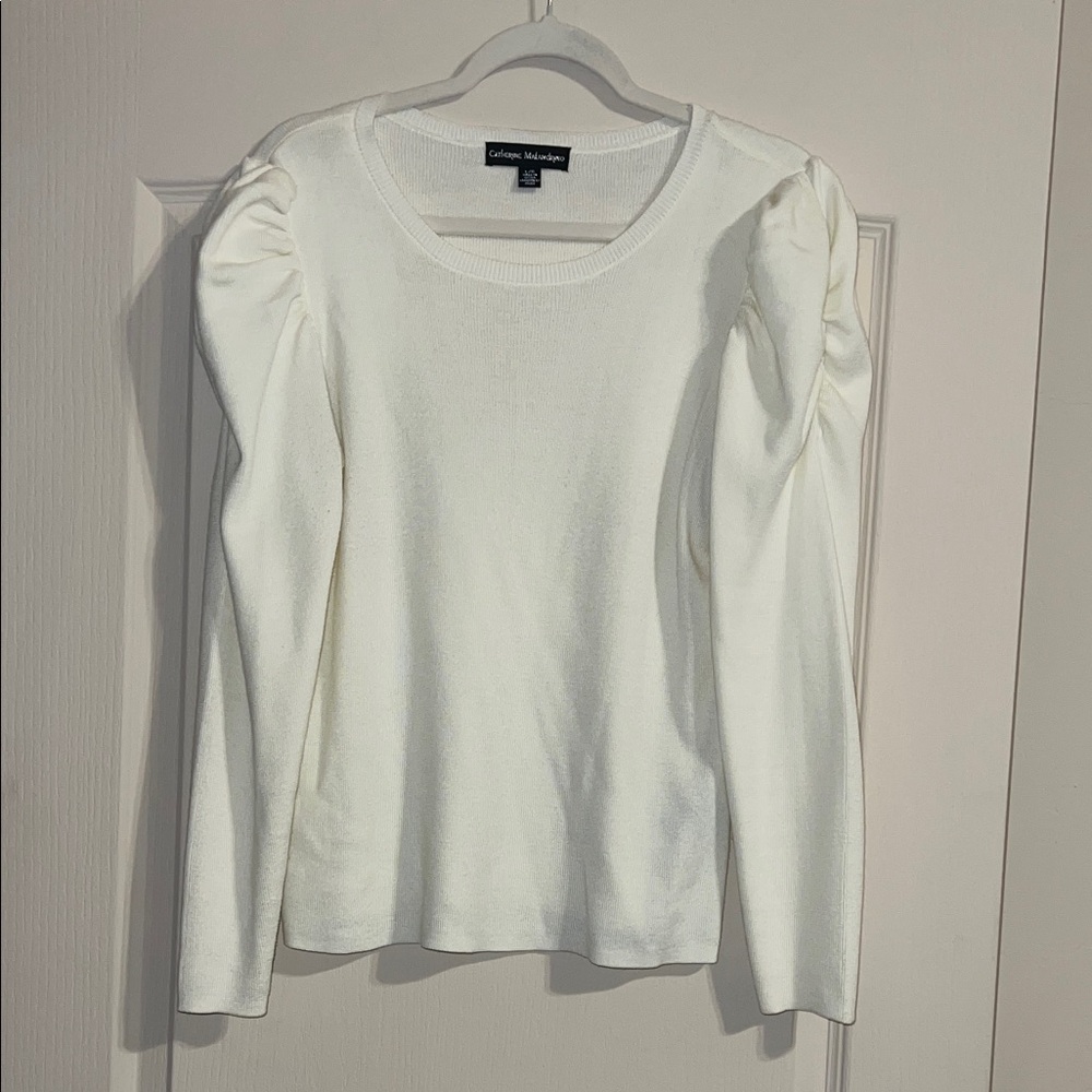Catherine Malandrino White Puff Sleeve Blouse